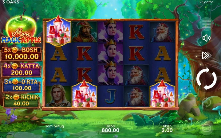 More Magic Apple Free Spins raundi va Wild multiplikatorlar ekrani