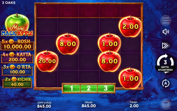 More Magic Apple Hold and Win bonus raundi Bonus Apple va Gold Apple belgilar bilan